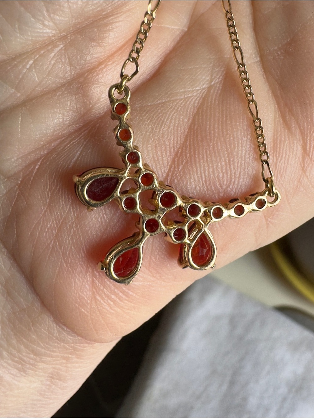 18k Garnet Drop Necklace - Picture 3 of 12